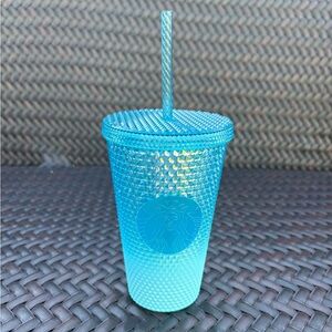 New STARBUCKS GLACIER BLUE Ombre Grande Studded Tumbler With Lid And Straw 2023